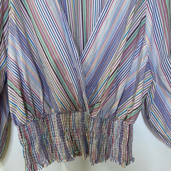 ZARA Balloon Sleeve Multicolor Striped Shirt - Picture 5 of 8